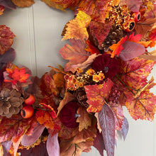 Load image into Gallery viewer, Velvet Pumpkin & Maple Leaves Wreath 63cm