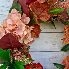 Load image into Gallery viewer, Autumn Hydrangea & Maple Leaf Wreath - Medium - Field & Rose