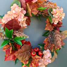 Load image into Gallery viewer, Autumn Hydrangea & Maple Leaf Wreath - Medium - Field & Rose