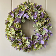 Load image into Gallery viewer, Silk Purple & Green Hydrangea Wreath - Field & Rose