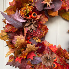 Load image into Gallery viewer, Velvet Pumpkin & Maple Leaves Wreath 63cm