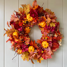 Load image into Gallery viewer, Ruby Hydrangea & Pumpkin Wreath 60cm - Field & Rose