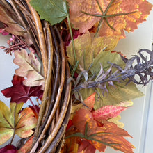 Load image into Gallery viewer, Ruby Hydrangea & Pumpkin Wreath
