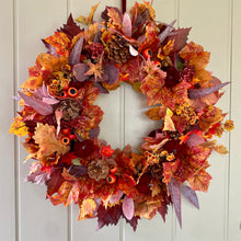 Load image into Gallery viewer, Velvet Pumpkin & Maple Leaves Wreath 63cm