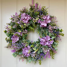 Load image into Gallery viewer, Wild Purple Hydrangea Wreath - Field & Rose