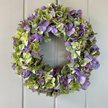 Load image into Gallery viewer, Silk Purple & Green Hydrangea Wreath - Field & Rose
