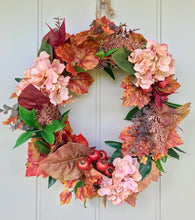 Load image into Gallery viewer, Autumn Hydrangea & Maple Leaf Wreath - Medium - Field & Rose