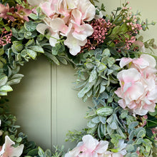 Load image into Gallery viewer, Pink Hydrangea Wreath