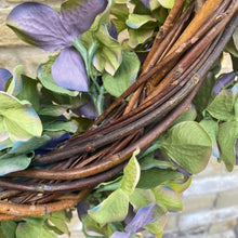 Load image into Gallery viewer, Silk Purple & Green Hydrangea Wreath - Field & Rose