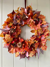 Load image into Gallery viewer, Velvet Pumpkin & Maple Leaves Wreath 63cm