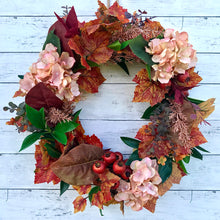 Load image into Gallery viewer, Autumn Hydrangea & Maple Leaf Wreath - Medium - Field & Rose