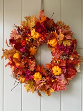 Load image into Gallery viewer, Ruby Hydrangea & Pumpkin Wreath 60cm - Field & Rose
