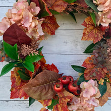 Load image into Gallery viewer, Autumn Hydrangea & Maple Leaf Wreath - Medium - Field & Rose