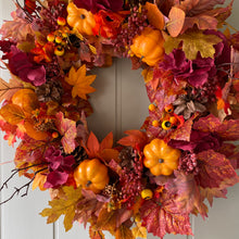 Load image into Gallery viewer, Ruby Hydrangea & Pumpkin Wreath 60cm - Field & Rose