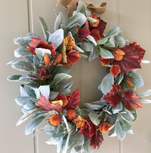Load image into Gallery viewer, Lambs Ear & Autumn Leaf Wreath - Field & Rose