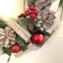 Load image into Gallery viewer, Festive Red Berry & Pine Cone Wooden Wreath.