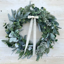 Load image into Gallery viewer, Christmas Frosted Foliage Wreath. Christmas Wreath. Field and Rose