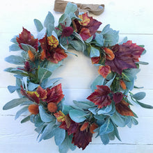 Load image into Gallery viewer, Lambs Ear & Autumn Leaf Wreath - Field & Rose