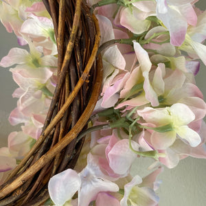 Silk Pale Pink Hydrangea Wreath