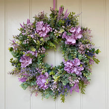 Load image into Gallery viewer, Wild Purple Hydrangea Wreath - Field &amp; Rose
