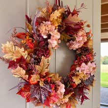 Load image into Gallery viewer, Autumn Hydrangea &amp; Pumpkin Wreath - Large - Field &amp; Rose

