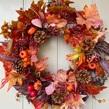 Load image into Gallery viewer, Autumn Leaves &amp; Berries Wreath
