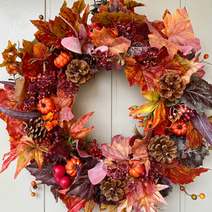 Autumn Leaves & Berries Wreath