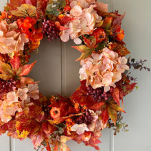 Load image into Gallery viewer, Autumn Hydrangea &amp; Pumpkin Wreath - Field &amp; Rose
