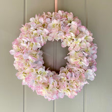 Load image into Gallery viewer, Silk Pale Pink Hydrangea Wreath
