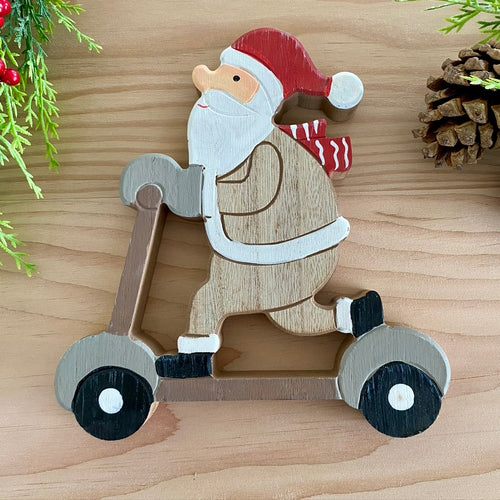 Wooden Santa on Scooter - Field & Rose