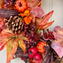 Load image into Gallery viewer, Autumn Leaves &amp; Berries Wreath
