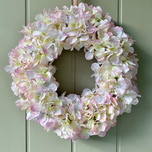 Load image into Gallery viewer, Silk Pale Pink Hydrangea Wreath
