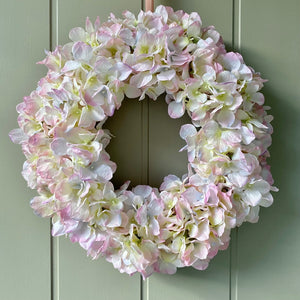 Silk Pale Pink Hydrangea Wreath