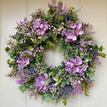 Load image into Gallery viewer, Wild Purple Hydrangea Wreath - Field &amp; Rose
