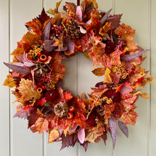 Load image into Gallery viewer, Velvet Pumpkin &amp; Maple Leaves Wreath 63cm
