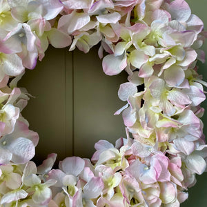 Silk Pale Pink Hydrangea Wreath