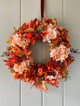 Load image into Gallery viewer, Autumn Hydrangea &amp; Pumpkin Wreath - Field &amp; Rose
