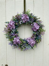 Load image into Gallery viewer, Purple Hydrangea &amp; Wildflower Wreath - Large - Field &amp; Rose
