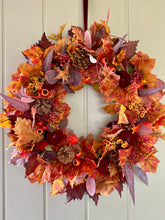 Load image into Gallery viewer, Velvet Pumpkin &amp; Maple Leaves Wreath 63cm
