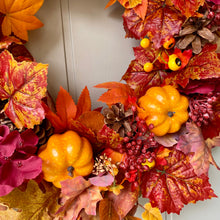 Load image into Gallery viewer, Ruby Hydrangea &amp; Pumpkin Wreath 60cm - Field &amp; Rose

