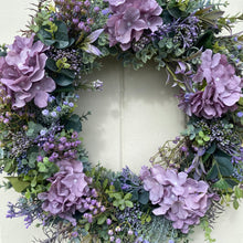 Load image into Gallery viewer, Purple Hydrangea &amp; Wildflower Wreath - Large - Field &amp; Rose

