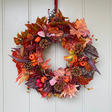 Load image into Gallery viewer, Autumn Leaves &amp; Berries Wreath
