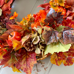 Autumn Hydrangea & Pumpkin Wreath