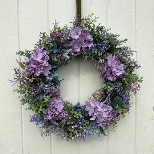 Purple Hydrangea & Wildflower Wreath - Large - Field & Rose