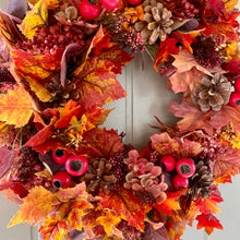 Load image into Gallery viewer, Autumn Leaves &amp; Berries Wreath
