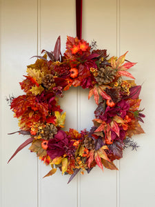 Ruby Hydrangea & Pumpkin Wreath