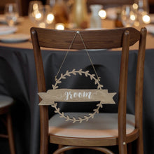Load image into Gallery viewer, Bride &amp; Groom Chair Wreath Set - Field &amp; Rose
