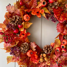Load image into Gallery viewer, Autumn Leaves &amp; Berries Wreath

