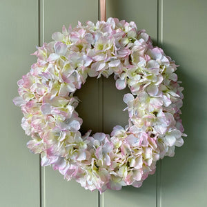 Silk Pale Pink Hydrangea Wreath
