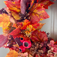 Load image into Gallery viewer, Autumn Leaves &amp; Berries Wreath
